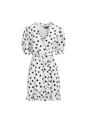 MINI-ROBE À POIS BLANCS