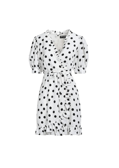 WHITE POLKA-DOT MINI DRESS