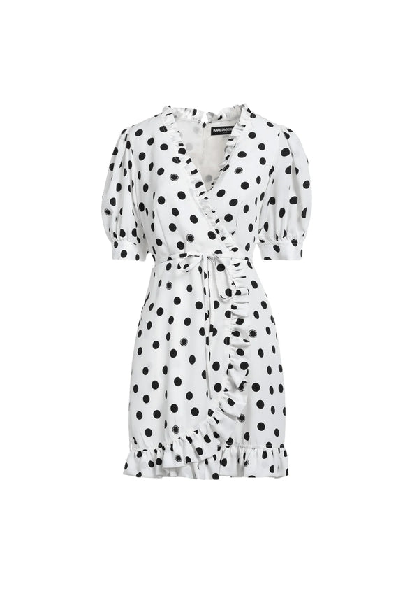 WHITE POLKA-DOT MINI DRESS
