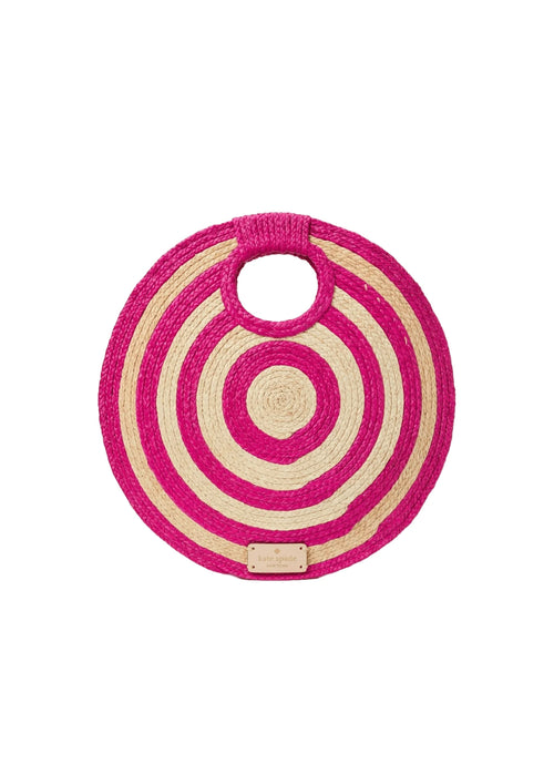 PINK ROUND WOVEN CLUTCH