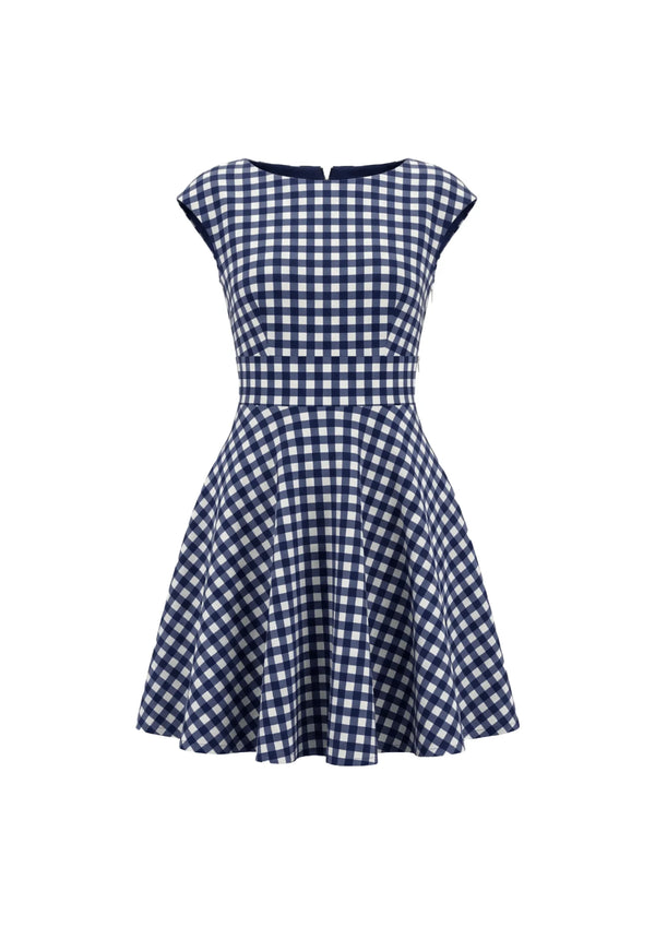 GINGHAM PONTE FIORELLA DRESS