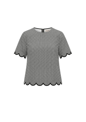 JAZZY GINGHAM SCALLOPED TOP