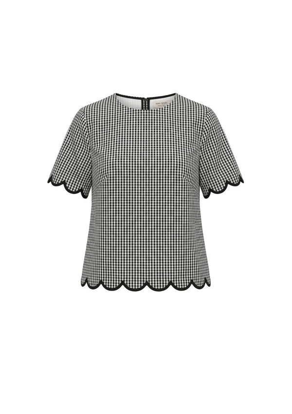 JAZZY GINGHAM SCALLOPED TOP
