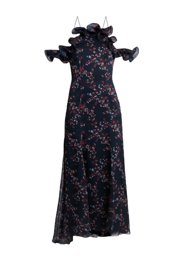 Robe florale bleu marine