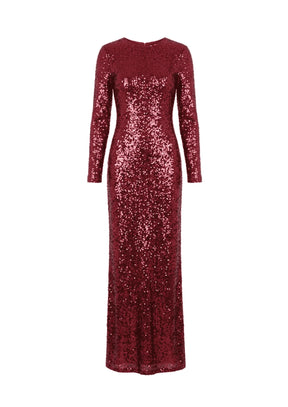 BURGUNDY SEQUIN MAXI DRESS