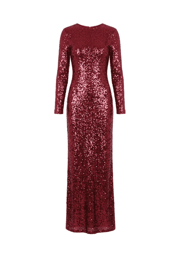 ROBE MAXI À PAILLETTES BORDEAUX