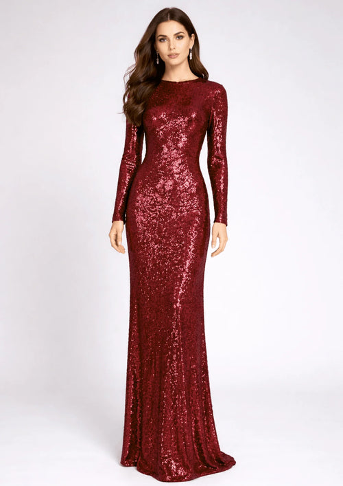 ROBE MAXI À PAILLETTES BORDEAUX