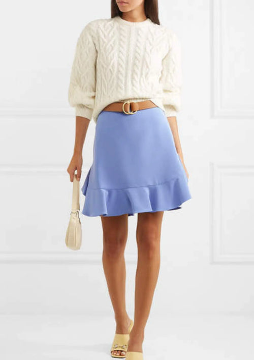 LIGHT BLUE RUFFLED MINI SKIRT