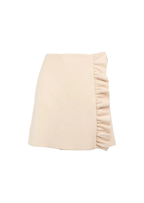 HELLROSA MINIROCK MIT RÜSCHEN