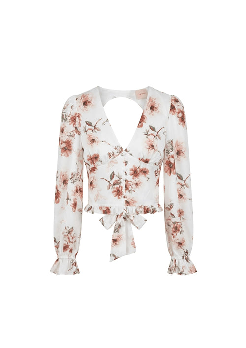 BLUMIGES TOP MIT OFFENEM RÜCKEN