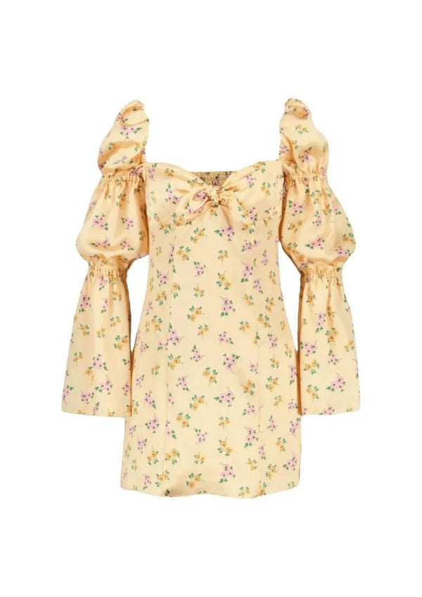 APRICOT FLORAL MINI DRESS