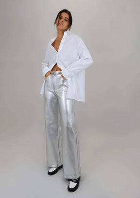 Pantalon métallique en ajustement régulier