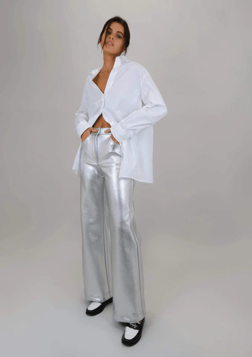 REGULAR FIT METALLIC PANTS