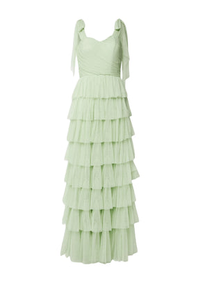 GREEN OPHELIA TULLE MAXI DRESS