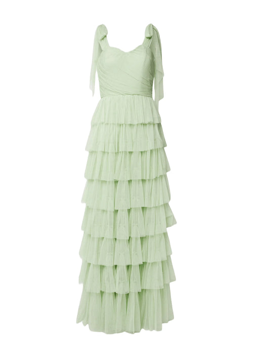 GREEN OPHELIA TULLE MAXI DRESS