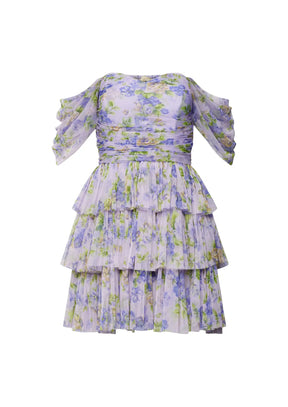 LILAC FLORAL COCKTAIL MINI DRESS