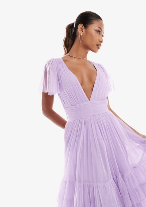 LAVENDER MADISON TULLE MIDI DRESS