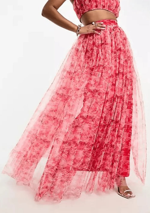 Jupe de tulle floral rouge