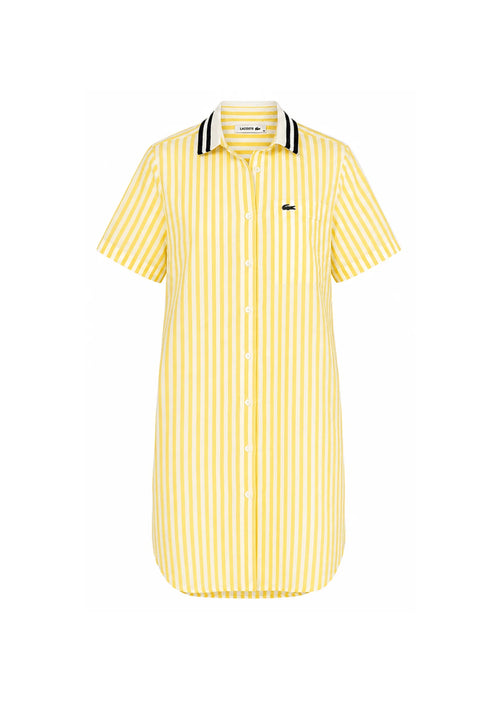 YELLOW STRIPED SHIRT-DRESS