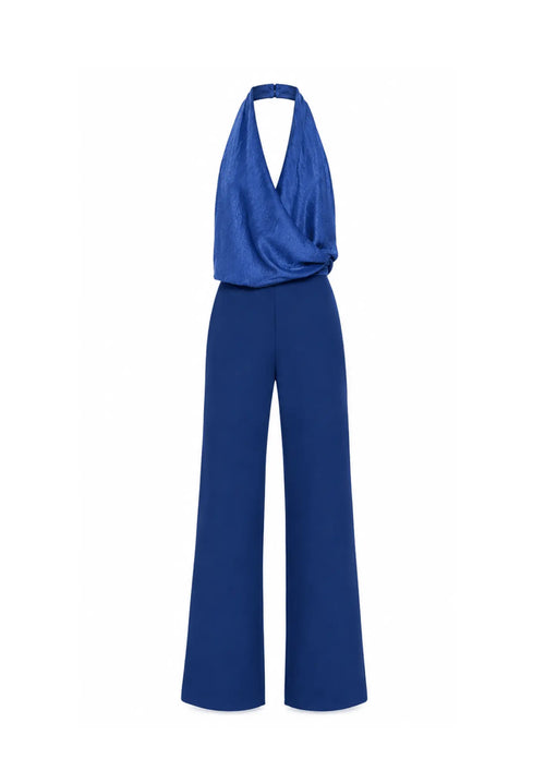 BLUE SATIN JUMPSUIT