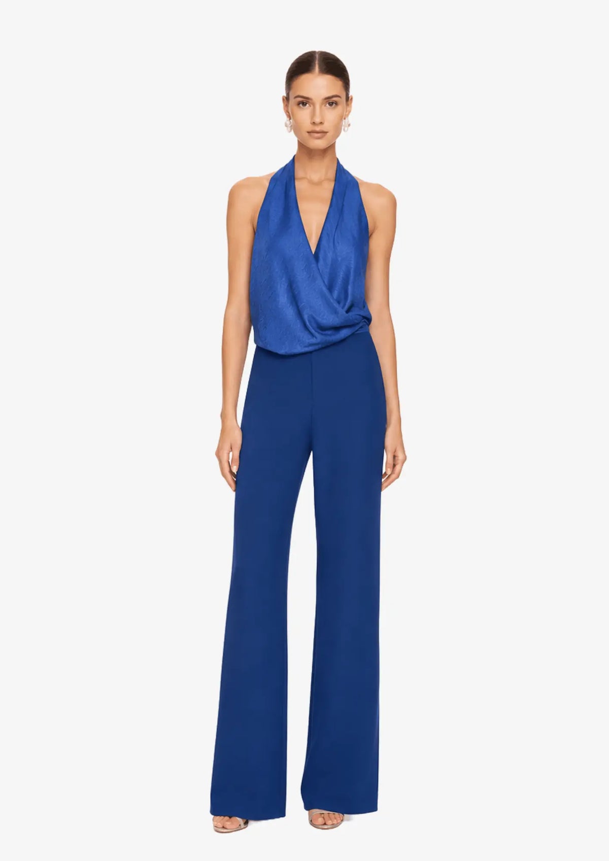 BLUE SATIN JUMPSUIT