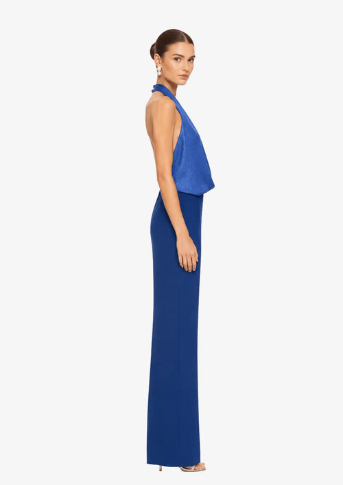 BLUE SATIN JUMPSUIT