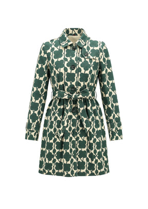 GREEN FLORAL TRENCH-COAT