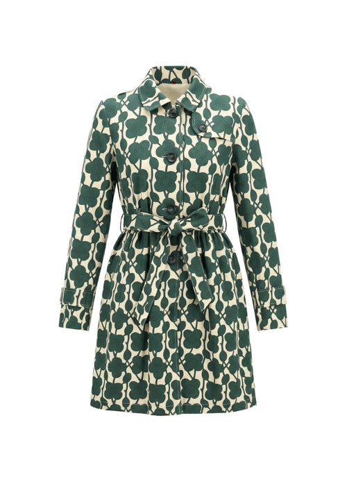 TRENCH-COAT VERT À MOTIFS FLEURIS