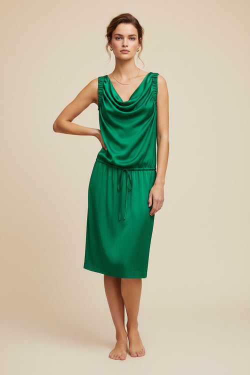 GREEN SILK MINI DRESS