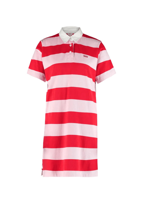 RED STRIPED RUGBY MINI DRESS