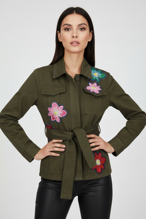 GREEN FLORAL EMBROIDERED JACKET