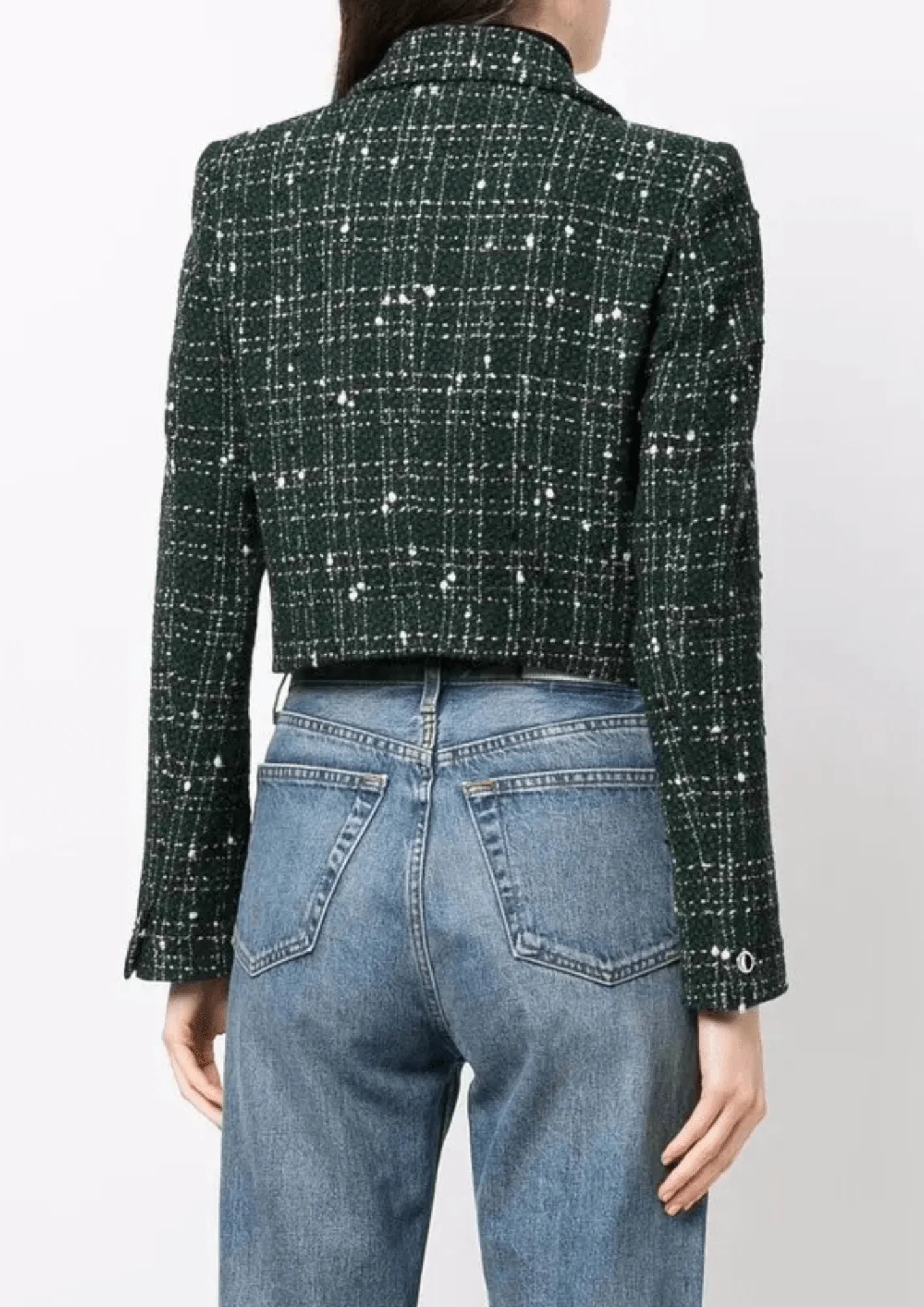 GREEN TWEED SHORT BLAZER