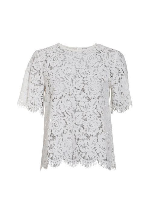 WHITE LACE SHORT-SLEEVED TOP