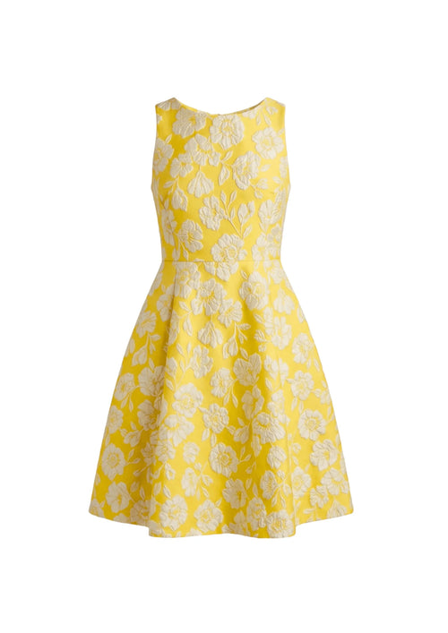 YELLOW FLORAL PERGAMENA DRESS