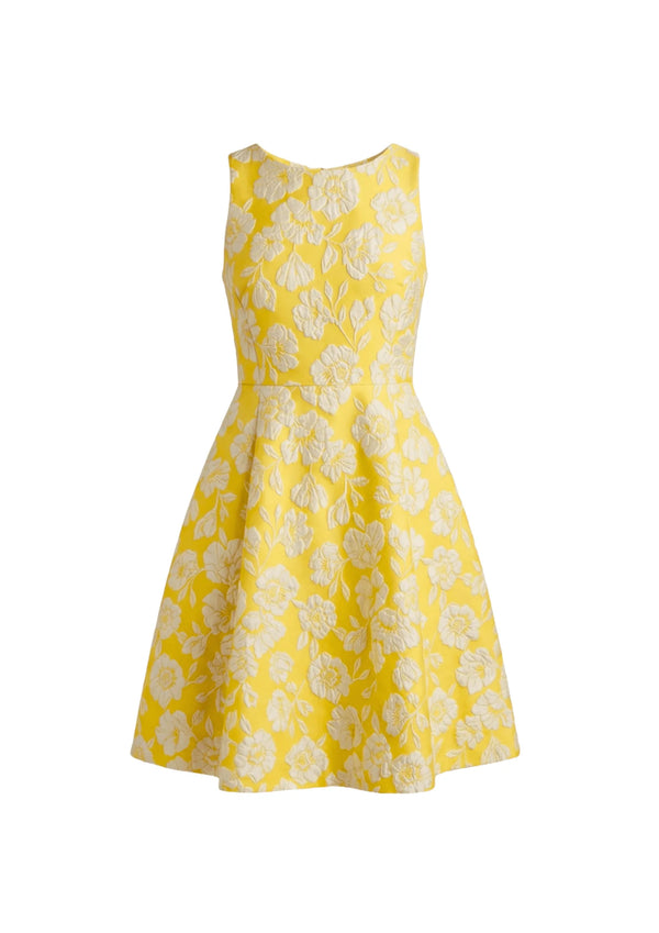 YELLOW FLORAL PERGAMENA DRESS