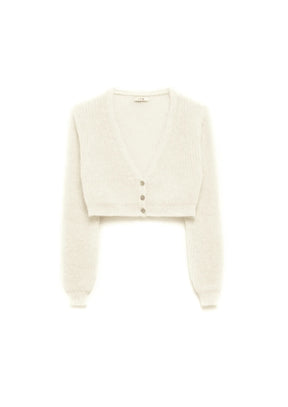 WHITE CROP CARDIGAN