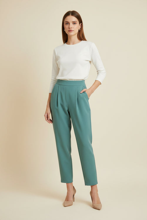 GREEN STRAIGHT FIT PANTS