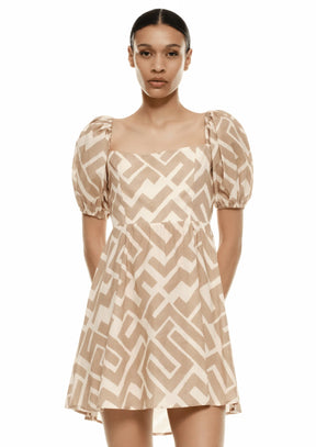BEIGES GEOMETRISCHES MINIKLEID