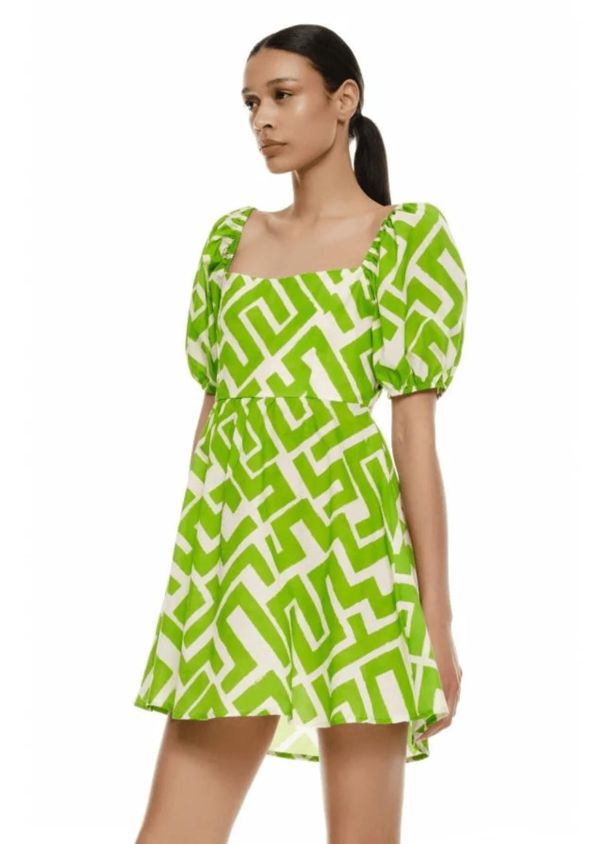GRÜNES GEOMETRISCHES MINIKLEID