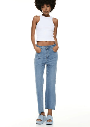 BLAUE GERADE DENIM-HOSE