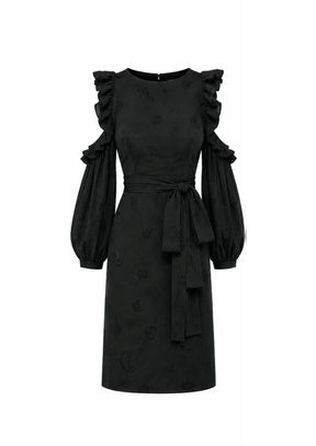 BLACK ROD CUT-OUT MINI DRESS