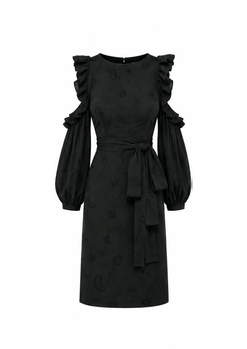 BLACK ROD CUT-OUT MINI DRESS