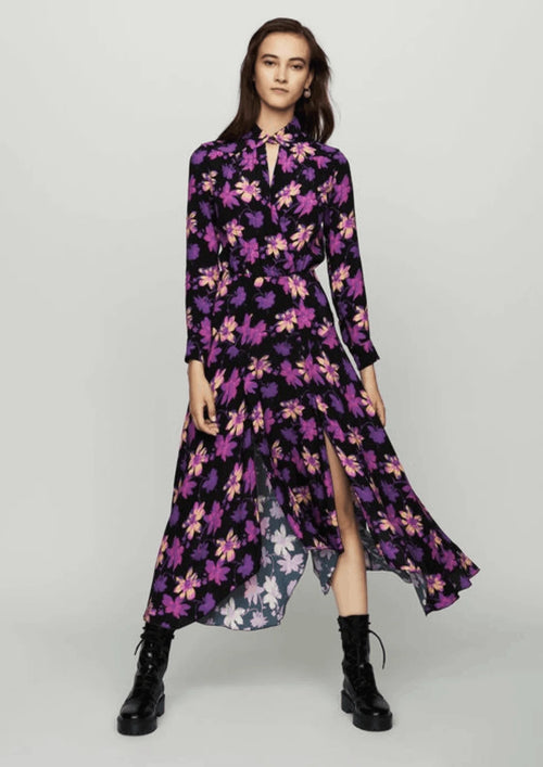 PURPLE FLORAL LONG DRESS