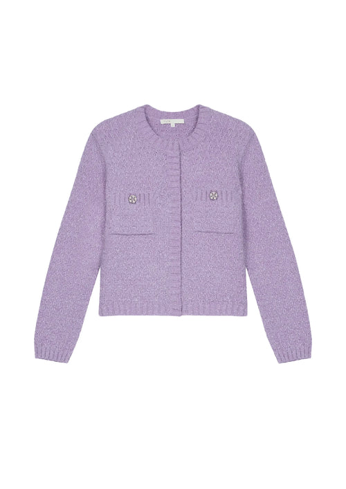 PURPLE CARDIGAN WITH JEWEL BUTTONS