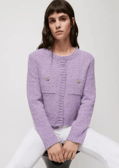 PURPLE CARDIGAN WITH JEWEL BUTTONS