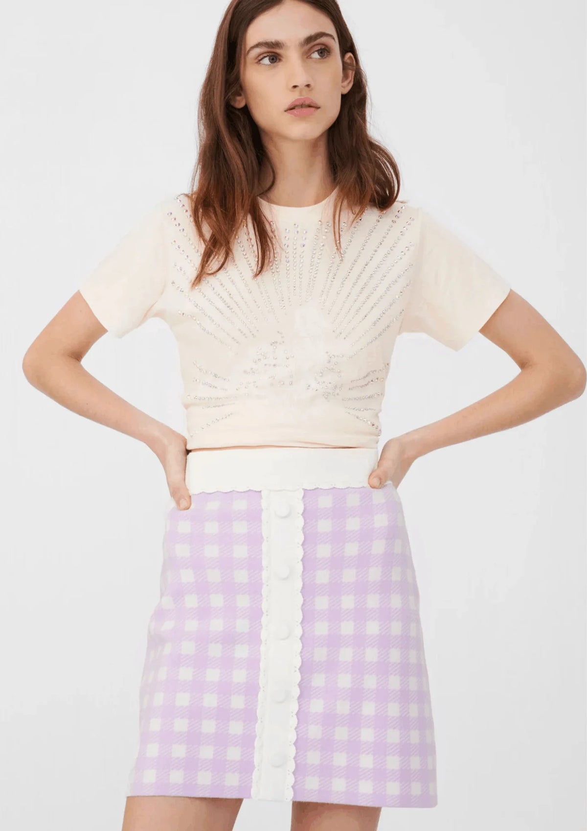 PURPLE JIMMY CHECKED SKIRT