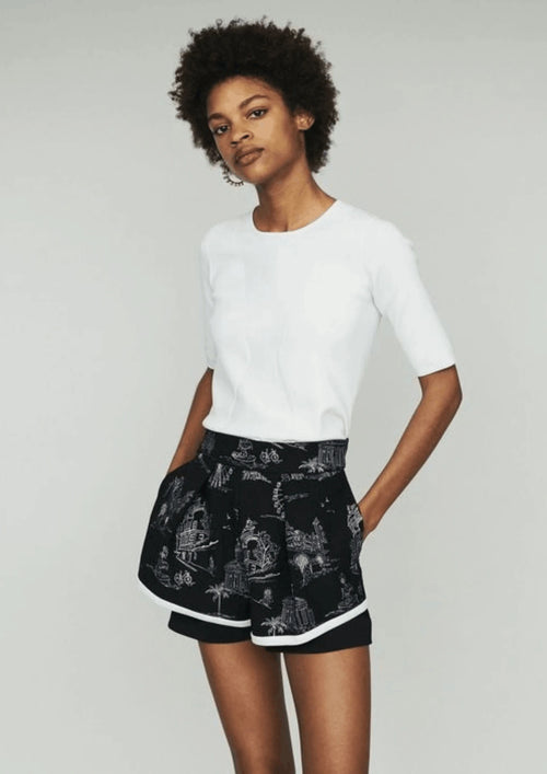 BLACK EMBROIDERED SHORTS