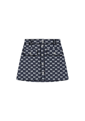 NAVY JONALA BOW MINI SKIRT