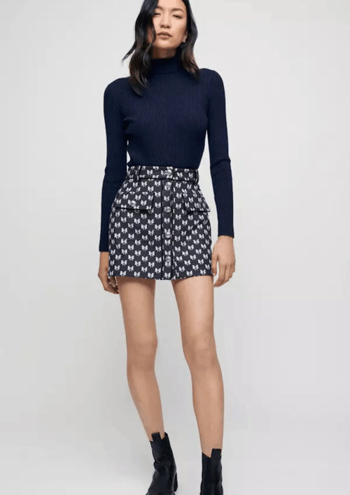 NAVY JONALA BOW MINI SKIRT