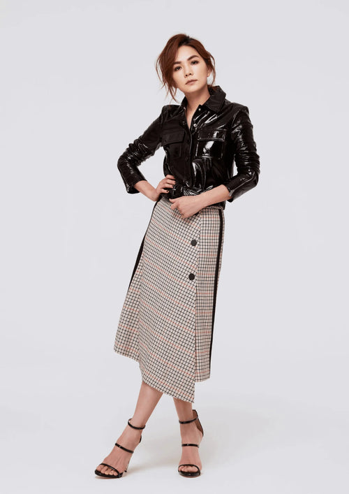 JESSIL PLAID MIDI SKIRT